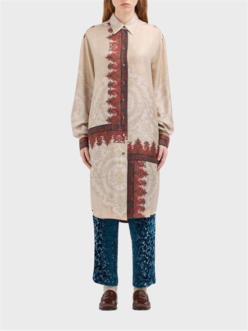 Longline pure silk shirt with paisley print PIERRE-LOUIS MASCIA | CML12162519405